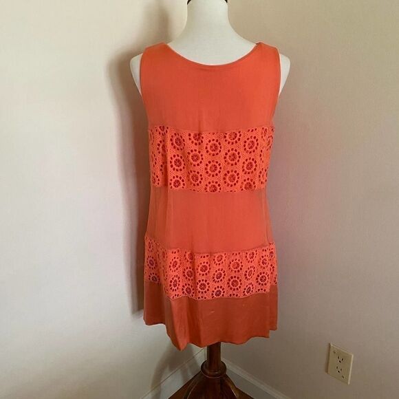 Analili Peach Coral Evelyn Silk Trapeze Dress S - Picture 2 of 5